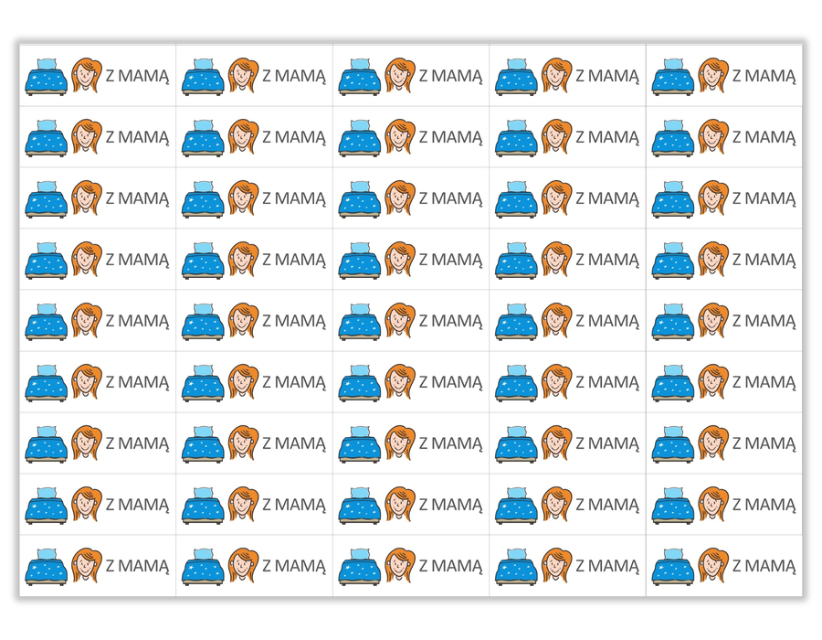 Naklejki - zasypianie z mamą. Naklejki - spanie u mamy. 